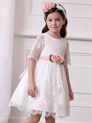Abel & Lula Sukienka elegancka 5034 Biały Regular Fit. Białe sukienki dziewczęce Abel & Lula, bez wzorów, z syntetyku, bez ramiączek. Za 349.99 zł.