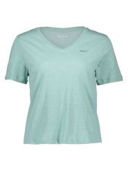 Pepe Jeans Koszulka w kolorze turkusowym rozmiar: M. Niebieskie bluzki damskie Pepe Jeans, m, bez wzorów, z jeansu, bez kołnierzyka, bez ramiączek. Za 91.77 zł.