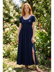 SOULSHAE Sukienka w kolorze granatowym rozmiar: XXL/3XL. Niebieskie sukienki damskie SOULSHAE, bez wzorów, z wiskozy, bez ramiączek. Za 157.45 zł.