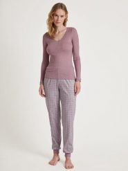 Calida Wełniana koszulka w kolorze szaroróżowym rozmiar: S. Różowe koszulki damskie Calida, s, bez wzorów, z koronki, bez kołnierzyka, bez ramiączek. Za 161.73 zł.