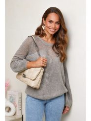 Soft Cashmere Sweter w kolorze szarym rozmiar: 34/36. Szare swetry klasyczne damskie Soft Cashmere, ze splotem, bez kołnierzyka. Za 112.45 zł.