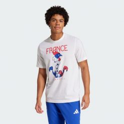 Koszulka France Handball Climacool Graphic. Białe koszulki damskie Adidas, m, bez wzorów, bez kołnierzyka, bez ramiączek. W wyprzedaży za 83.40 zł.
