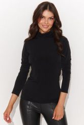 Czarna Klasyczna Bluzka z Golfem. Czarne golfy damskie Makadamia, xl, bez wzorów, z elastanu, bez ramiączek. Za 129.90 zł.