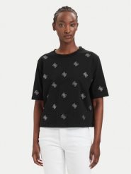 Guess T-Shirt V6GI18 K2985 Czarny Regular Fit. Czarne t-shirty damskie Guess, xl, z aplikacjami, z bawełny, bez kołnierzyka. Za 182.99 zł.