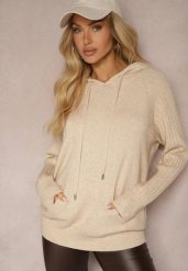 Beżowy Sweter z Wiskozą i Kaszmirem oraz z Kapturem Nerolin. Brązowe swetry klasyczne damskie Renee, z jeansu, bez kołnierzyka. Za 109.99 zł.