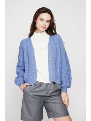 C& Jo Kardigan w kolorze błękitnym rozmiar: 36. Niebieskie kardigany damskie C& Jo, bez wzorów, ze splotem. Za 157.35 zł.