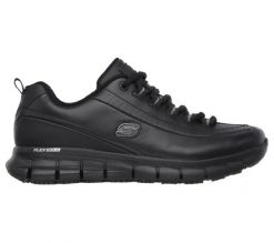 Buty sportowe damskie Skechers Sure Track Trickel sneakersy skórzane czarne. Czarne obuwie trekkingowe damskie Skechers, bez zapięcia. Za 319.00 zł.