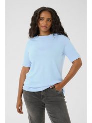 KAFFE curve Sweter w kolorze błękitnym rozmiar: XL. Niebieskie swetry klasyczne damskie KAFFE curve, xl, bez kołnierzyka. Za 69.99 zł.