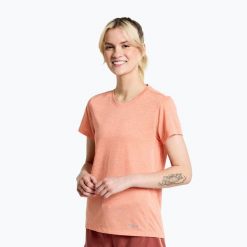 Koszulka do biegania damska Saucony Stopwatch. Czerwone koszulki sportowe damskie Saucony, l, bez wzorów, bez ramiączek, do biegania. Za 89.99 zł.