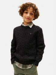 Tommy Hilfiger Sweter KB0KB09753 Czarny Regular Fit. Czarne swetry chłopięce Tommy Hilfiger, z bawełny, bez kołnierzyka. Za 349.99 zł.