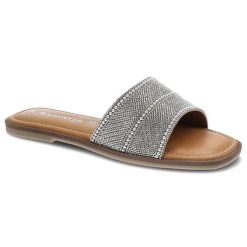 Białe Klapki Tamaris Eleganckie Buty Damskie Na Lato. Białe klapki damskie Tamaris, z aplikacjami, ze skóry, bez obcasa, na obcasie, bez zapięcia. Za 169.00 zł.