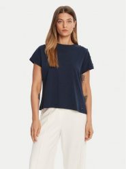 Tommy Hilfiger T-Shirt Gold Button WW0WW47455 Granatowy Regular Fit. Niebieskie t-shirty damskie Tommy Hilfiger, m, bez wzorów, z bawełny, bez kołnierzyka. Za 159.99 zł.