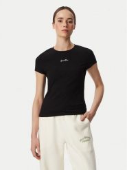 Guess T-Shirt V6YI01 K4258 Czarny Slim Fit. Czarne t-shirty damskie Guess, s, z aplikacjami, z bawełny, bez kołnierzyka. Za 154.99 zł.