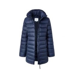 Damska kurtka puchowa Pepe Jeans Maddie. Niebieskie kurtki damskie Pepe Jeans, s, z aplikacjami, z bawełny, bez kaptura. Za 638.05 zł.