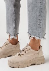 Beżowe Sneakersy Merellien. Brązowe obuwie sportowe damskie Born2be, przed kostkę, bez zapięcia. Za 69.99 zł.