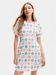 Desigual Sukienka letnia Edmonton 24SWVW44 Biały Straight Fit. Białe sukienki damskie Desigual, bez wzorów, z wiskozy, bez ramiączek. Za 179.99 zł.