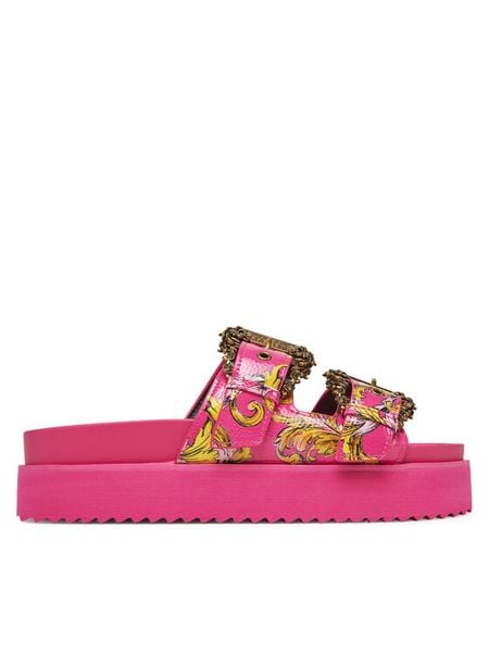 Versace Jeans Couture Klapki 78VA3SM1 Różowy. Czerwone klapki damskie Versace Jeans Couture, bez wzorów, z jeansu, bez obcasa, bez zapięcia. Za 769.99 zł.