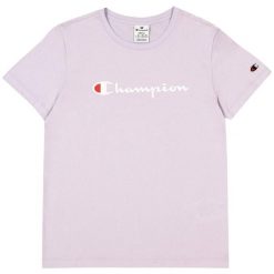 T-shirt Damski Z Bawełny Z Krótkim Rękawem. Fioletowe t-shirty damskie Champion, xl, bez wzorów, z bawełny, bez kołnierzyka. Za 132.99 zł.