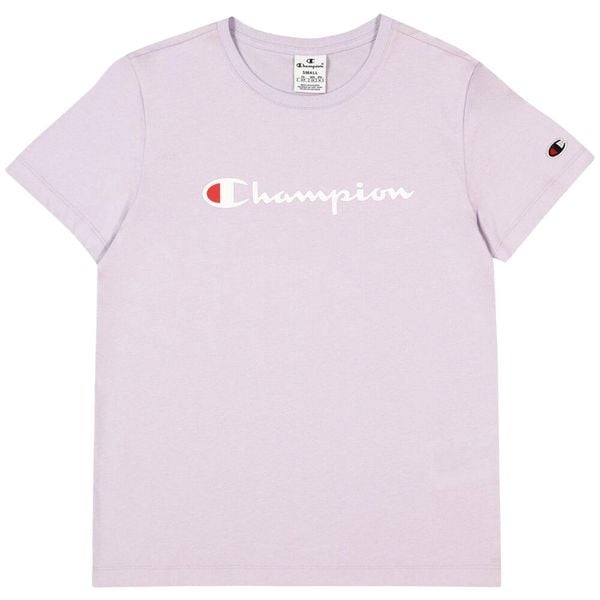 T-shirt Damski Z Bawełny Z Krótkim Rękawem. Fioletowe t-shirty damskie Champion, l, bez wzorów, z bawełny, bez kołnierzyka. Za 132.99 zł.