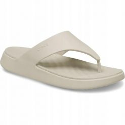 Japonki Dla Dorosłych Crocs Getaway Triangle Flip. Brązowe klapki damskie Crocs, bez wzorów, z materiału, bez obcasa, bez zapięcia. Za 199.99 zł.
