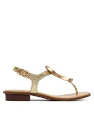 Hispanitas Sandały HV264784 C002 Złoty. Żółte sandały damskie Hispanitas, bez wzorów, ze skóry, bez obcasa, na płaskiej podeszwie, bez zapięcia. Za 519.99 zł.