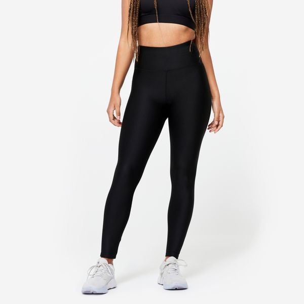 Legginsy fitness damskie Domyos. Czarne legginsy damskie DOMYOS, l, bez wzorów, z elastanu. Za 59.99 zł.