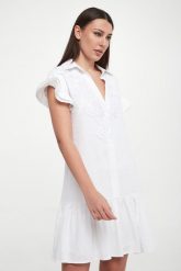 Sukienka lniana mini ERMANNO FIRENZE. Sukienki damskie Ermanno Firenze, bez wzorów, bez ramiączek. W wyprzedaży za 1,423.20 zł.