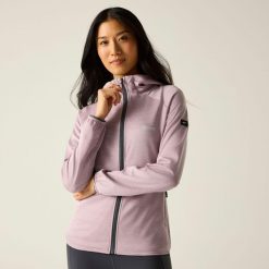 Damska bluza z kapturem i rozciągliwym zamkiem błyskawicznym Ferna Marl Midlayer. Niebieskie bluzy damskie Regatta, m, bez wzorów, z materiału, z kapturem. Za 169.99 zł.
