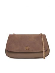 Calvin Klein Torebka Ck Conv Chain Brushed Medium Bag LV04F3407G Beżowy. Brązowe torebki wieczorowe damskie Calvin Klein, bez wzorów, ze skóry, bez dodatków. Za 649.99 zł.