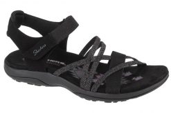 Sandały damskie, Reggae Slim - Meadow Grazer. Czarne sandały damskie Skechers, bez wzorów, z materiału, bez obcasa, bez zapięcia. Za 239.99 zł.