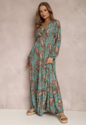 Niebieska Sukienka Demestra. Niebieskie sukienki damskie Renee, bez wzorów, boho, bez ramiączek. W wyprzedaży za 99.99 zł.