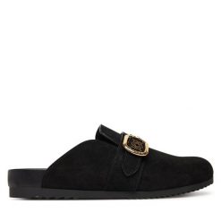 Klapki Guess. Czarne klapki damskie Guess, z aplikacjami, bez obcasa, bez zapięcia. Za 549.99 zł.