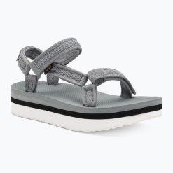 Sandały damskie Teva Flatform Universal Mesh Print. Szare sandały damskie Teva, bez wzorów, z meshu, bez obcasa, bez zapięcia. Za 139.99 zł.
