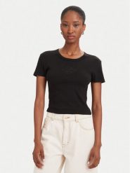HUGO T-Shirt Delanor 50570857 Czarny Slim Fit. Czarne t-shirty damskie Hugo, s, bez wzorów, z bawełny, bez kołnierzyka. Za 254.99 zł.