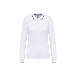 Damska koszulka polo pique z długim rękawem Kariban. Białe bluzki damskie KARIBAN, bez wzorów, bez kołnierzyka, bez ramiączek. Za 163.00 zł.