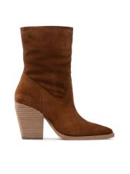 Simple Botki SL-54-02-000057 Brązowy. Brązowe botki damskie Simple, ze skóry, bez obcasa, na słupku, bez zapięcia. Za 509.99 zł.