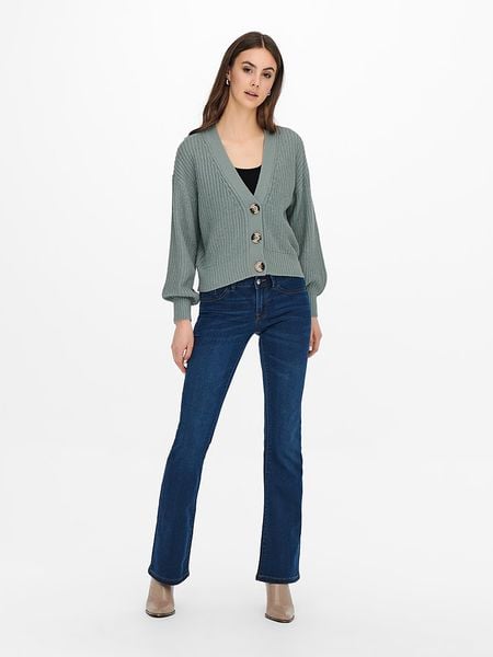 JDY Kardigan "Justy" w kolorze zielonym rozmiar: L. Zielone kardigany damskie JDY, l, bez wzorów, ze splotem. Za 96.37 zł.