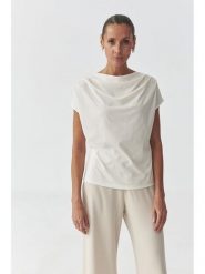 TATUUM Bluzka "Melisa" w kolorze kremowym rozmiar: L. Brązowe bluzki damskie TATUUM, l, bez wzorów, bez kołnierzyka, bez ramiączek. Za 134.85 zł.