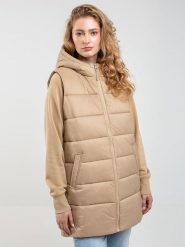 BIG STAR Kamizelka pikowana w kolorze beżowym rozmiar: XS. Brązowe kamizelki damskie Big Star, xs, bez wzorów, bez kaptura. Za 144.99 zł.