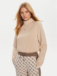 Guess Bluza Olympe V4YQ05 KCAY2 Beżowy Regular Fit. Brązowe bluzy damskie Guess, s, z aplikacjami, z syntetyku, bez kaptura. Za 209.33 zł.
