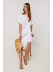 Lin Passion Lniana sukienka w kolorze białym rozmiar: 38/40. Białe sukienki damskie Lin Passion, bez wzorów, ze lnu, klasyczne, bez ramiączek. Za 143.99 zł.