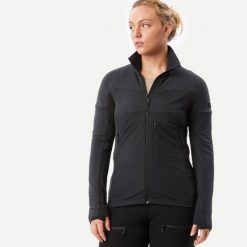 Bluza trekkingowa damska Forclaz MT900 merino. Czarne bluzy damskie FORCLAZ, m, bez wzorów, z elastanu, bez kaptura. Za 349.99 zł.