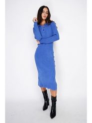 ASSUILI Sukienka dzianinowa w kolorze niebieskim rozmiar: 42. Niebieskie sukienki damskie Assuili, bez wzorów, z dzianiny, bez ramiączek. Za 218.95 zł.