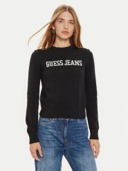 Guess Jeans Sweter W4BR10 Z3HM1 Czarny Regular Fit. Czarne swetry klasyczne damskie Guess Jeans, xs, z bawełny, bez kołnierzyka. Za 379.99 zł.