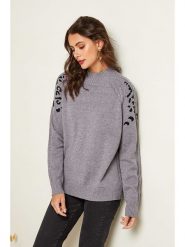 Soft Cashmere Sweter w kolorze szaro-czarnym rozmiar: 34/36. Czarne golfy damskie Soft Cashmere, bez kołnierzyka. Za 107.45 zł.