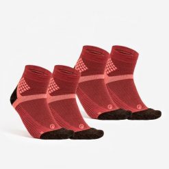 Skarpety turystyczne Quechua Hike 500 Mid x 2 pary. Czerwone skarpetki damskie QUECHUA, bez wzorów, z elastanu. Za 59.99 zł.