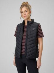 4F Bezrękawnik z wypełnieniem syntetycznym damski - czarny L. Czarne kamizelki damskie 4F, l, bez wzorów, z materiału, bez kaptura. Za 199.99 zł.