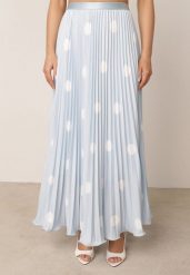 Niebieska Rozkloszowana Spódnica w Stylu Retro Plisowana w Grochy Kasosa. Niebieskie spódnice damskie Born2be, na co dzień, m, bez wzorów, eleganckie, maxi. Za 119.99 zł.