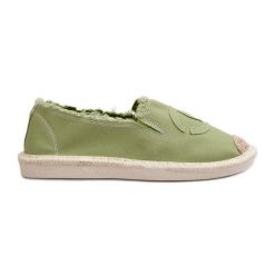 Klasyczne Damskie Espadryle Zielone Flaure. Zielone espadryle damskie bez wzorów, bez obcasa. Za 117.63 zł.