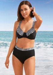 Bikini minimizer z wyściełanymi ramiączkami (2 części). Czarne bikini bonprix, bez wzorów. Za 149.99 zł.